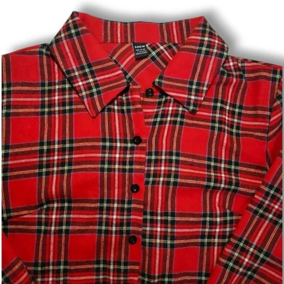 SHEIN Women's Franclia Button Down Plaid Belted Dress - Picture 5 of 12